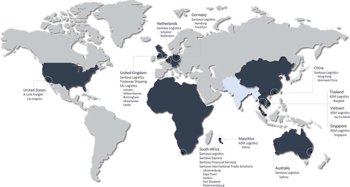 Santova Global offices World Map
